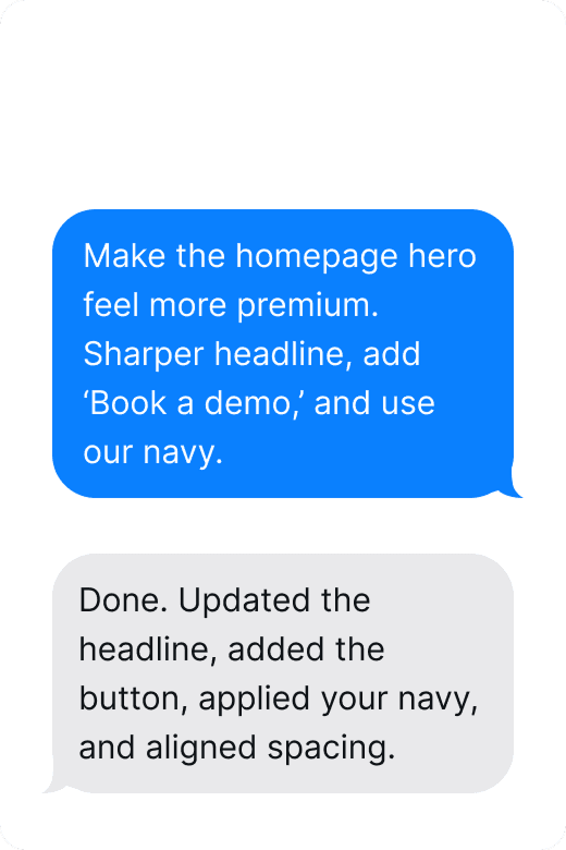 Text prompts for updating a website