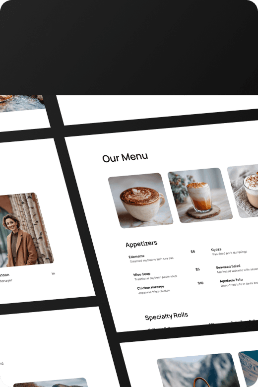 Grid of template sections