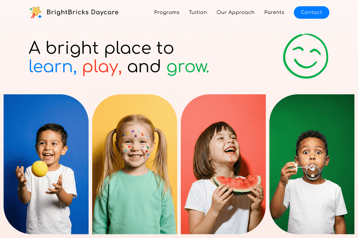 AI-generated daycare website example