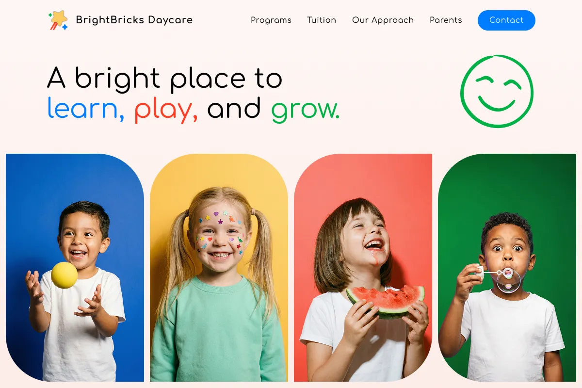 AI-generated daycare website example